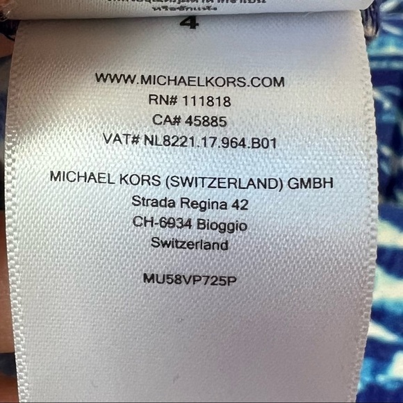 Michael Kors Asymmetrical Draped Royal Tie Dye Print Maxi Dress - Picture 12 of 12